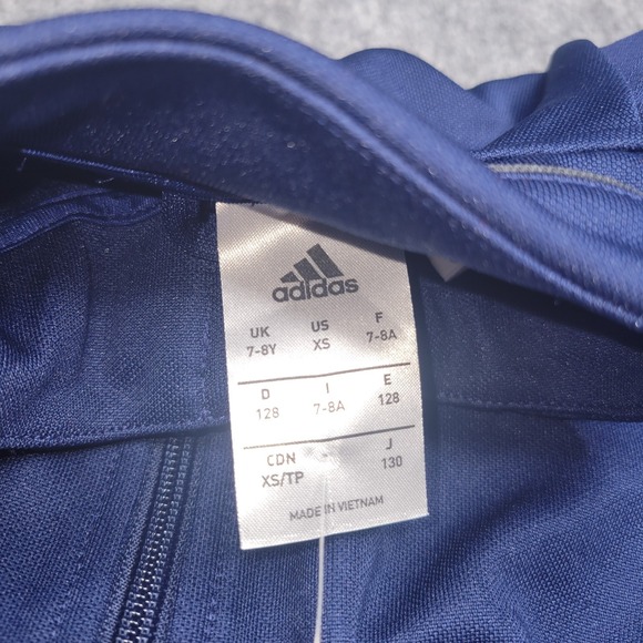 Adidas Track Jacket Kids Size XS Thumb Holes Full Zip Pocket Blue BR2707 - Picture 8 of 13